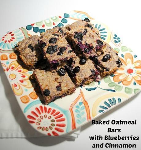 Cinnamony Baked Oatmeal Bars with Blueberries