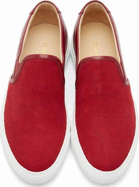 Red On The Horizon:  Common Projects Canvas & Leather Slip-On Sneaker