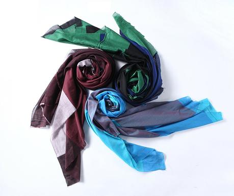 Colourful scarfs to help change your look.