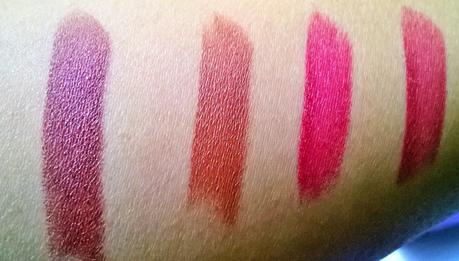 Oriflame The One Lipstick in Cherry Brown, Desert Sand, Berrylicious & Wild Rose Review