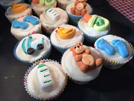 baby shower cupcakes bottle teddy footbrints pram duck toy dummy pacifier handmade gift ideas