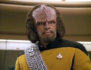 Next Generation and all spin-offs' version of Klingons.  This is Worf.  He is not a merry man.