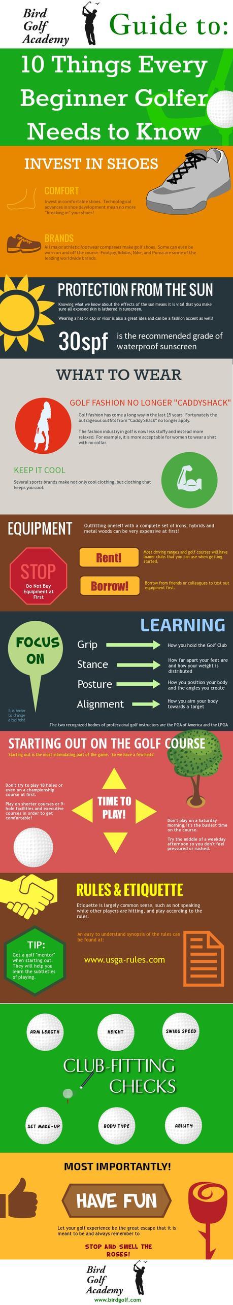 10 Things Every Beginner Golfer Needs to Know #Golf #Infographic