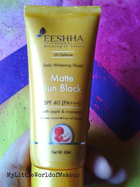 Eeshha Herbals Matte Sun Block with SPF 40 - UV Defense Review Eeshha Herbals Matte Sun Block with SPF 40 - UV Defense Review
