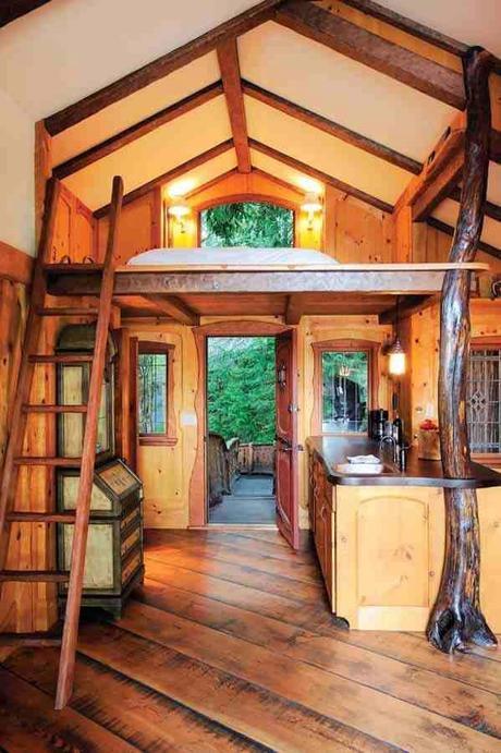 tiny house design inside. Love the two tone wood.