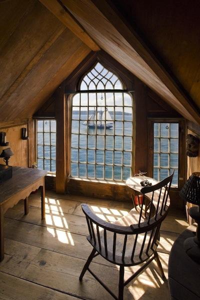 old attic room with ocean view