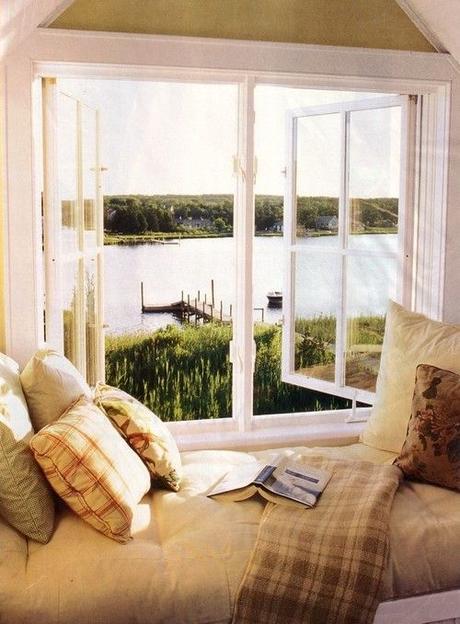reading nook with lake view