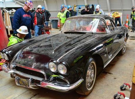 The Corvettes are getting pulled out of the sinkhole