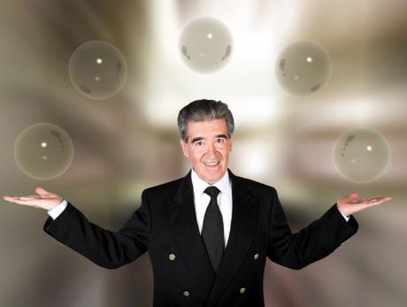 business man with glass bubbles