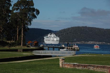 Sea Princess anchored off Port Arthur in Tasmania