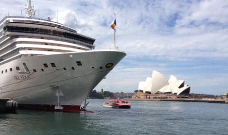 Arcadia berthed at Circular quay in Sydney