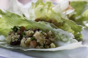 Couscous, Cherry and Chickpea Lettuce Wraps