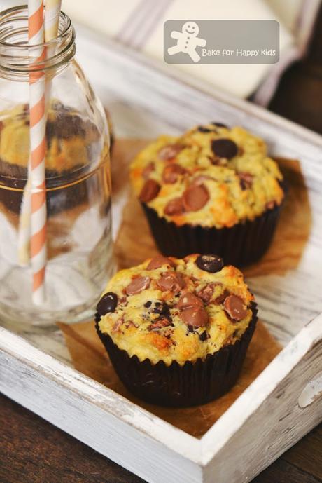 wholemeal banana chocolate chip muffins