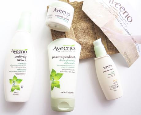 AVEENO Positively Radiant cleanser intensive night cream skin brightening daily scrub daily moisturiser