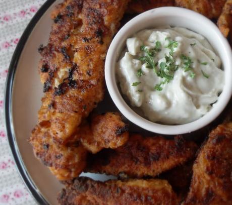 Fiery Chicken Tenders with a Blue Cheese Dip