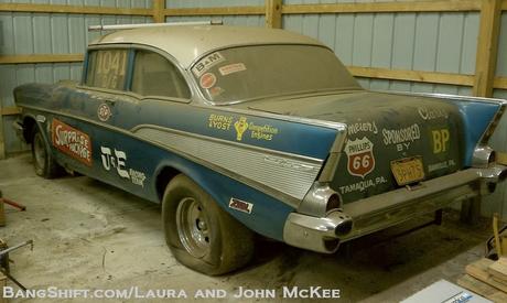 owner/drag racer sells off his barn kept 57 Chev dragster to move to Florida from Pennsylvania