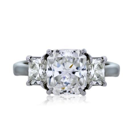 Platinum GIA Certified 3.03ct Radiant Cut Three Stone Engagement Ring