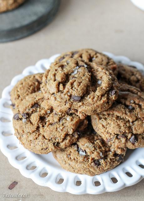 These naturally Flourless Almond Butter Chocolate Chip Cookies are so tender that they melt in your mouth! These flavorful cookies take just 5 ingredients and are totally gluten-free, Paleo-friendly, and refined sugar free.