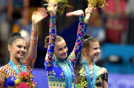 Alina Kabaeva, left, Sydney, Australia; October 2000.