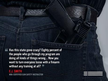 'NRA lobbyists are pushing legislation that would allow unlicensed, untrained people to carry concealed weapons in states across the country.

A clean recent criminal history and basic gun safety training should be required for a person to carry a hidden, loaded gun in public. Don't you agree?'