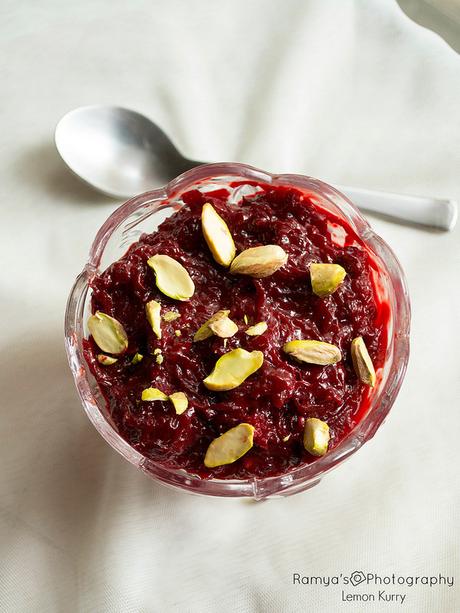 beetroot halwa recipe - using condensed milk