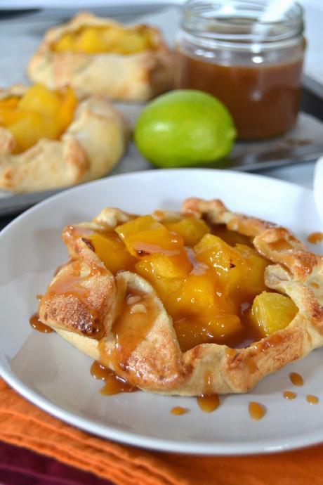mango & pineapple galette with limed caramel sauce