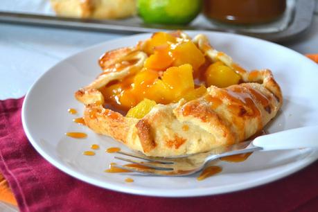 mango & pineapple galette with limed caramel sauce