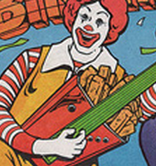Ronald McDonald Playing Guitar and the Guitar is French Fries