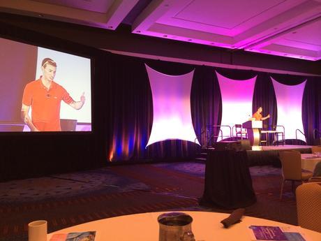 Though it looks like an empty ballroom, it was actually full. I was just toward the front as Seth Priebatsch, CEO (and Chief Ninja) of LevelUp explained the new Apple Pay technology to a bunch of restaurant people at the National Restaurant Association Innovation Summit last fall.