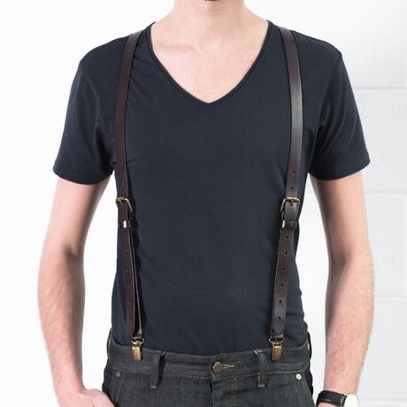 chestnut java brown leather suspenders