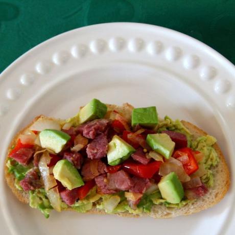 avocado toast with corned beef