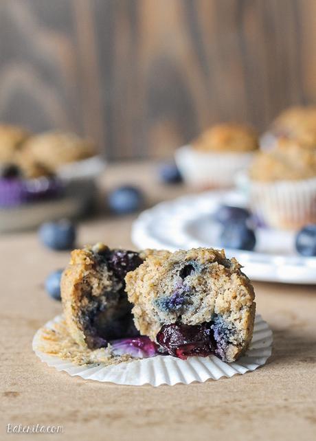 These Paleo Banana Blueberry Muffins are moist, sweet, and perfect to pop in your mouth as a quick snack or easy breakfast. They're gluten-free and sweetened only with bananas!