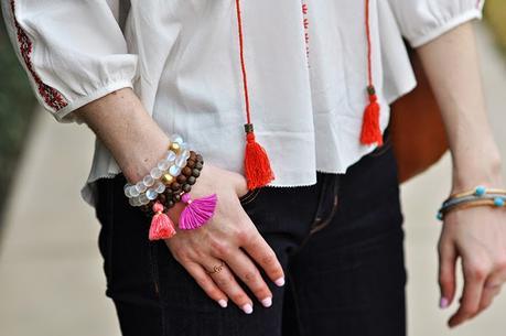 Gold and Gray tassel beaded bracelets