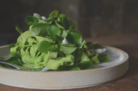 Wild Garlic Pasta with Greens & Peas