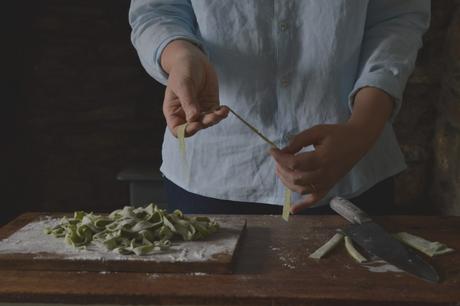 Wild Garlic Pasta with Greens & Peas