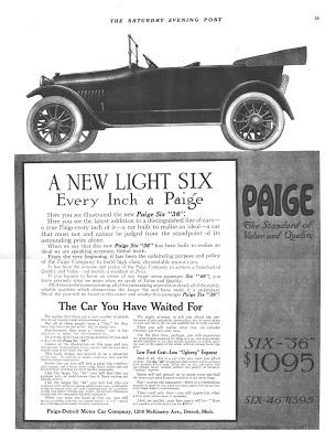 1916 Paige Detroit, The most Beautiful Car in America