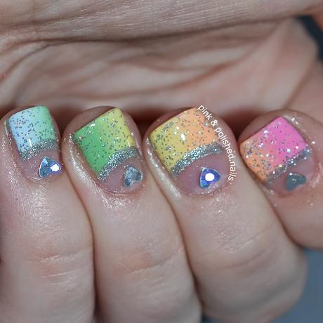 Rainbow Pastel Half Moon Nails