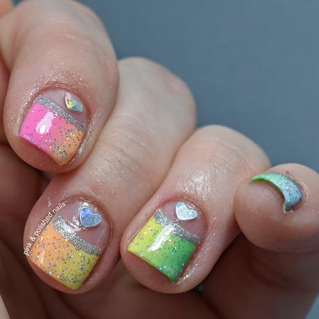 Rainbow Pastel Half Moon Nails