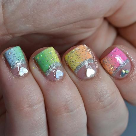 Rainbow Pastel Half Moon Nails