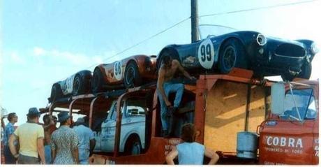 Previously unseen image of Shelby AC Cobras getting transported