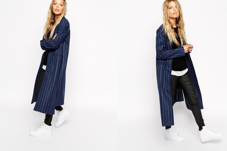 pinstripe asos long coat
