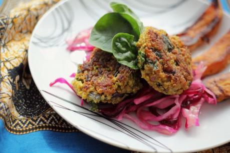 7 Delicious Dinner Ideas for Meat Free Week Spiced Spinach & Red Onion Quinoa Medallions