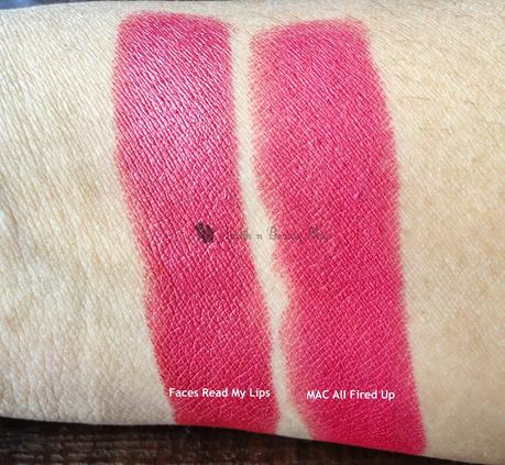 #Dupe That - #Faces Ultime Pro Read My Lips Matte Lipstick Vs #MAC All Fired Up Retromatte Lipstick