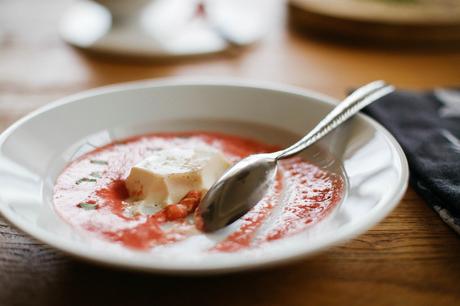 Panna Cotta in Strawberry Soup with Thyme