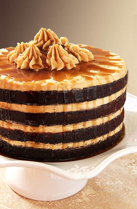 Espresso Chocolate Cake with Peanut Butter Frosting and a Rum Drizzle