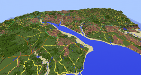 This is Southampton created in Minecraft, a city on the south coast of England