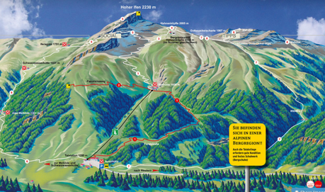 map of hiking trails near Ifen Mountain in Kleinwalsertal, A