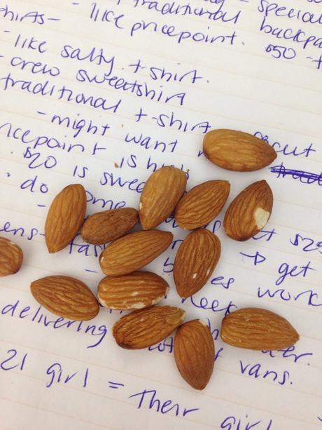 Almond Snacks while working away