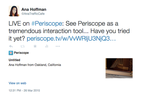 What periscope tweet looks like