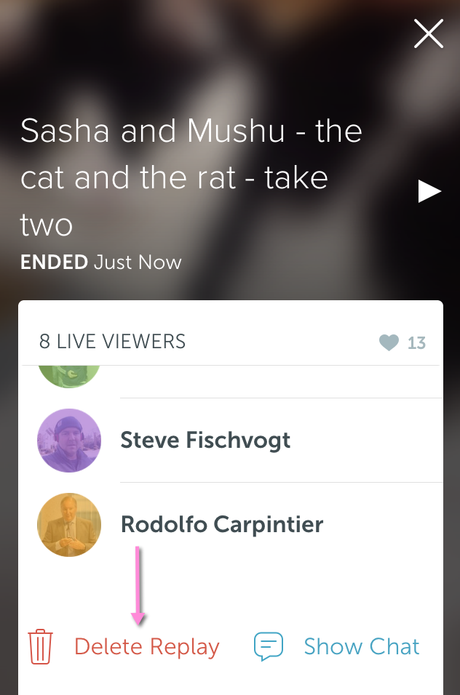 How to delete broadcast on Periscope